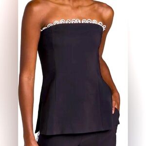 Seven Wonders Raylie Strapless Sleeveless Blouse Top XL Black White